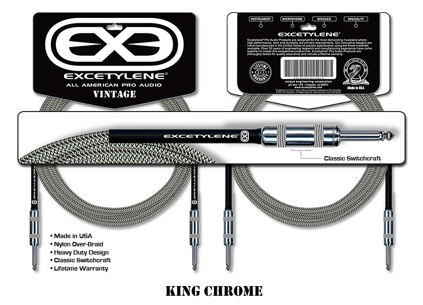 Vintage Chrome Instrument Cable 19' - Click Image to Close